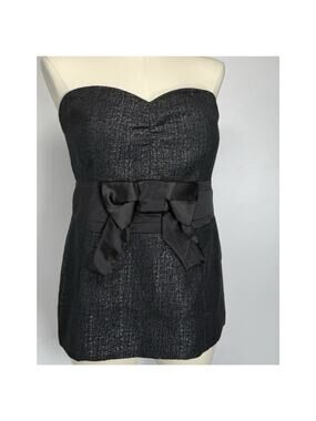 LANE BRYANT Women’s PLUS SIZE 16 BLACK BOW TIE BUSTIER TOP Side Zipper GUC